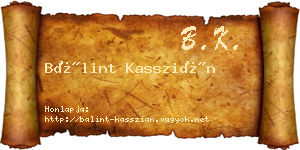 Bálint Kasszián névjegykártya